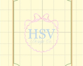 Motif de broderie rectangulaire pour plaque nominative pour bébé ITH | Nom de bébé rectangulaire à motif haricot | Cerceau 5 x 7 ou 6 x 10
