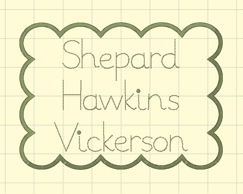 ITH Scalloped Baby Name Plate Satin Stitch Embroidery Design | 1 Size ...