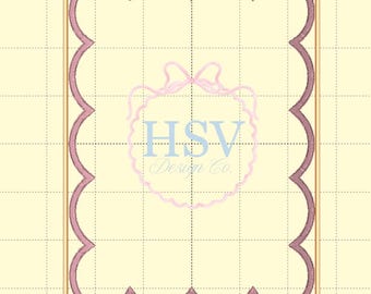 Plaque nominative festonnée ITH pour bébé, motif de broderie au point satiné | Cerceau 5 x 7 ou 6 x 10