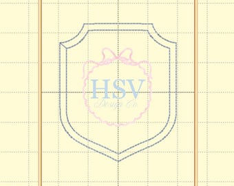 Motif de broderie écusson ITH avec contour au point double haricot | 2 tailles