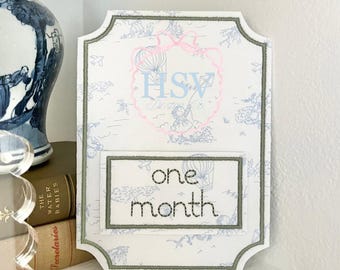 Ensemble de plaques d'étape mensuelle rectangulaires ITH | Motif de broderie jalon rectangulaire en satin et haricot | Cerceau 5 x 7 ou 6 x 10
