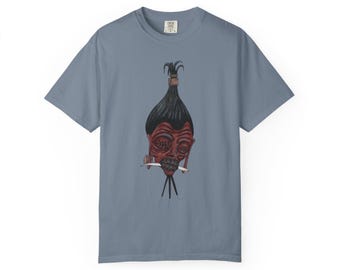 T-shirt met gekrompen hoofd | Donker occult T-shirt met print | Macaber shirt met horrorkunst | Gotische surrealistische illustratie | Uniseks zwart T-shirt