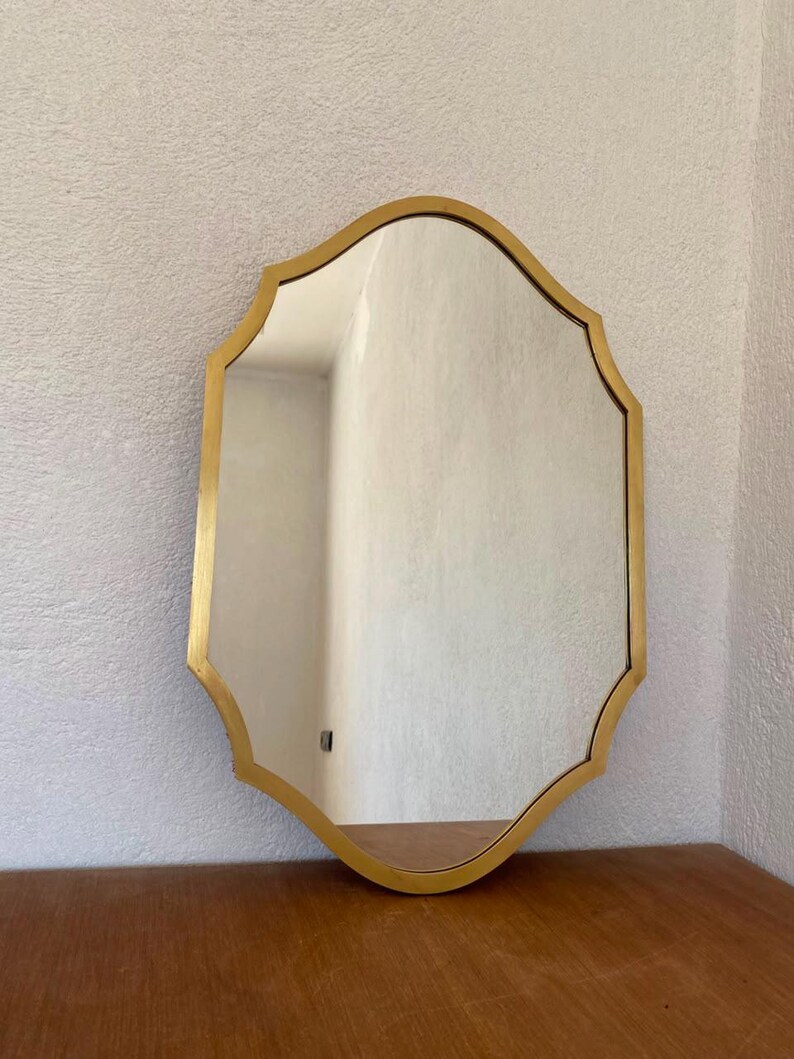 Hand-Finished Brass Mirror, Moroccan Luxury Wall Mirror, Bathroom Vanity Accent image 8
