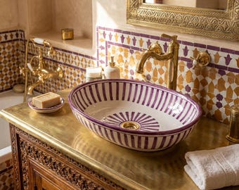 Handbemaltes Oval Waschbecken - Keramik Waschbecken