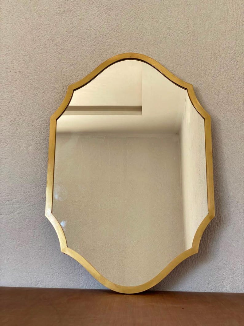 Hand-Finished Brass Mirror, Moroccan Luxury Wall Mirror, Bathroom Vanity Accent image 4