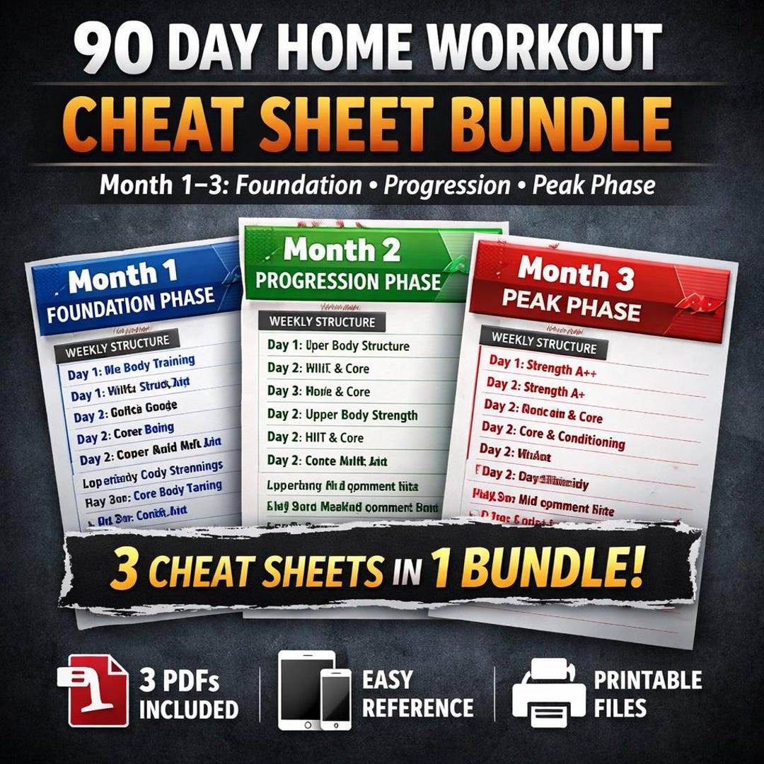 90 Day Home Workout Cheat Sheet Bundle - Etsy