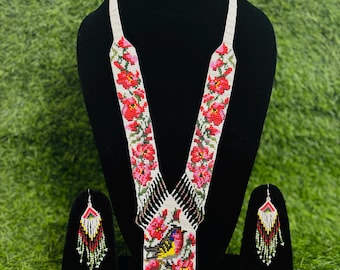 Set di collane di perline fatte a mano / Gioielli Boho con uccelli floreali