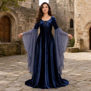 Midnight Blue Celestial Medieval Dress