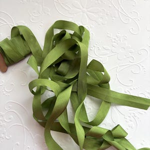1/2" Silk Ribbon- Moss Green - 13mm  - sold by the yard in one continuous length. Made in Japan