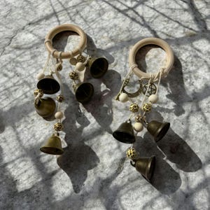 Witch Bell Door Hanger, Wooden Beads & Bell Protection Charm
