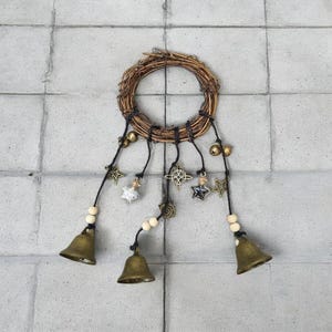 Classic Rattan Witch Protection Bells Star Charm Door Hanging Decor