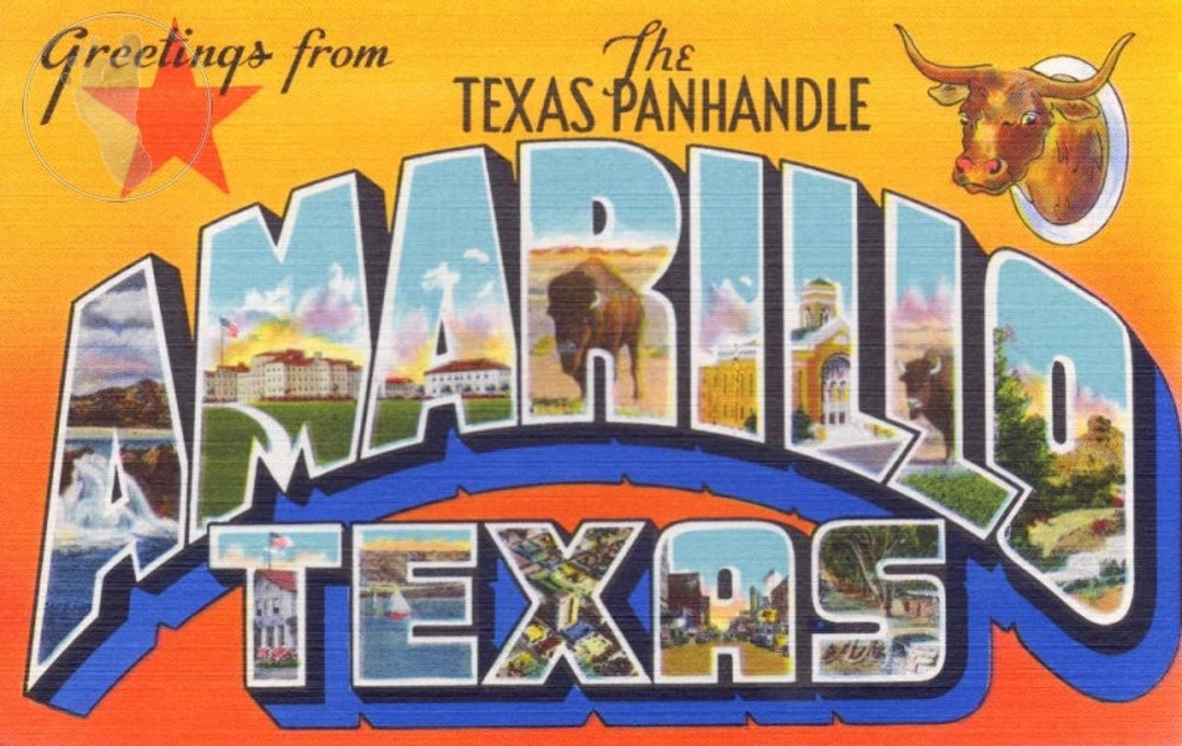 Greetings From Amarillo Texas the Texas Panhandle. Vintage - Etsy