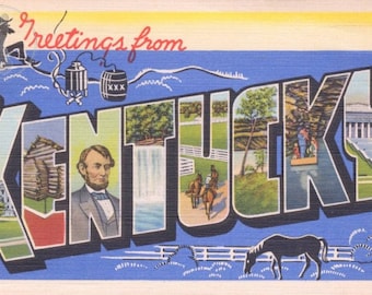 Greetings from Kentucky Vintage Large Letter Postcard Giclee Print