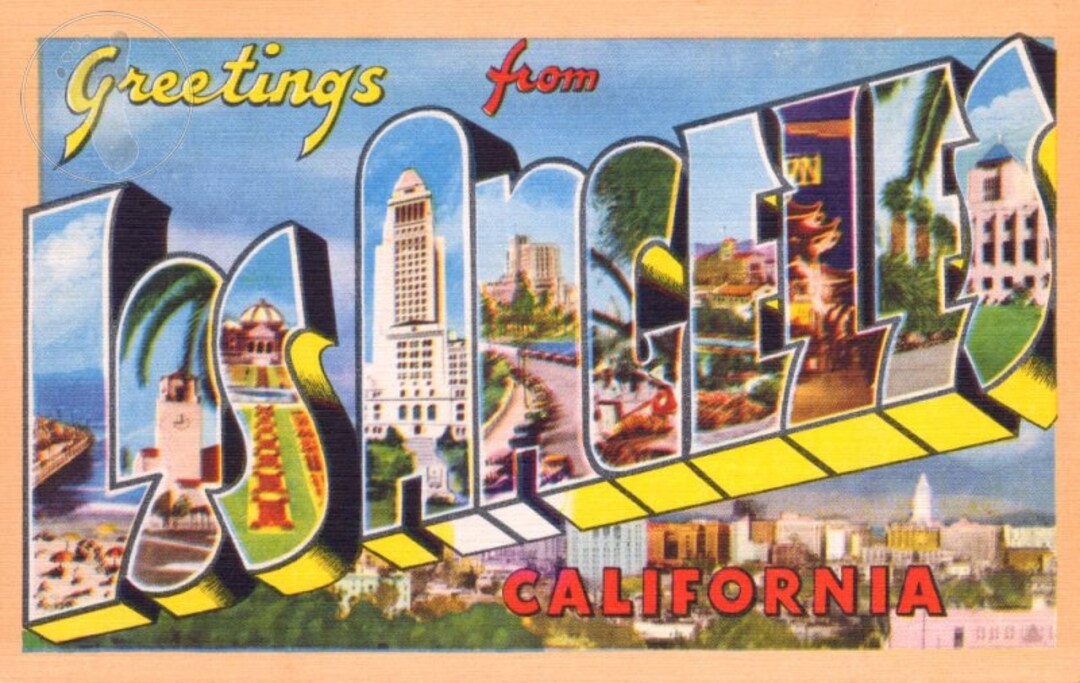 Greetings From Los Angeles, California Vintage Large Letter Postcard