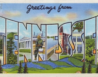 Greetings from Tennessee Vintage Large Letter Postcard Giclee Print