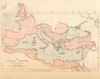 Map of The Roman Empire At It's Greatest Extent. Ancient Rome, Historical Maps. Reproduction From 1867 World Atlas Giclee Print