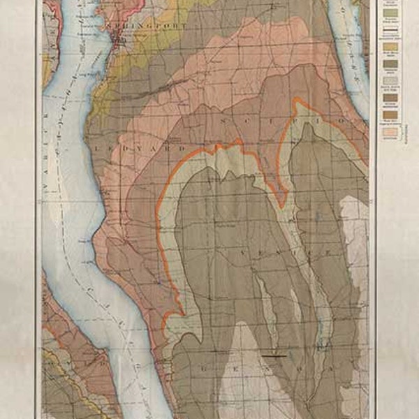 Geological Map of Finger Lakes - Etsy