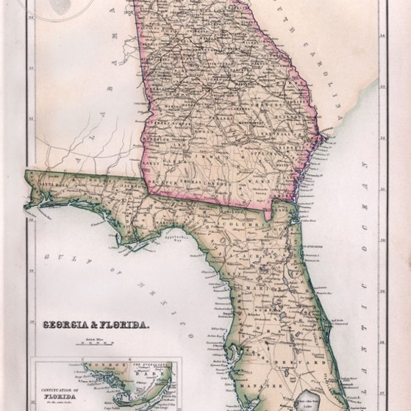 Map of Florida and Georgia Etsy - Il 600x600.346695791 