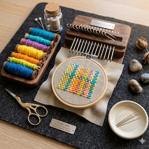 Speed Weave Darning Loom 14 Hook – Wooden Mending Tool for Visible Repair & Weaving