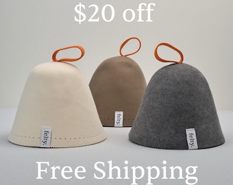 Felty Original Wool Sauna Hat (3 Pack) Heat Protection for long Sauna Sessions