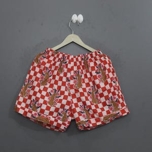 Floral Block Print Shorts for Women, Handmade Cotton Lounge Shorts, Boho Summer Beach Shorts, Elastic Waist Shorts, Cute Vacation Wear