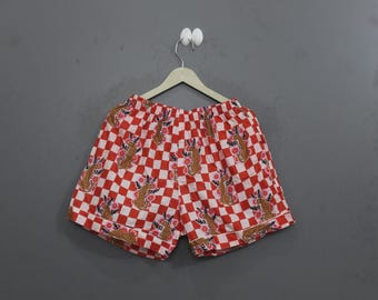 Floral Block Print Shorts for Women, Handmade Cotton Lounge Shorts, Boho Summer Beach Shorts, Elastic Waist Shorts, Cute Vacation Wear