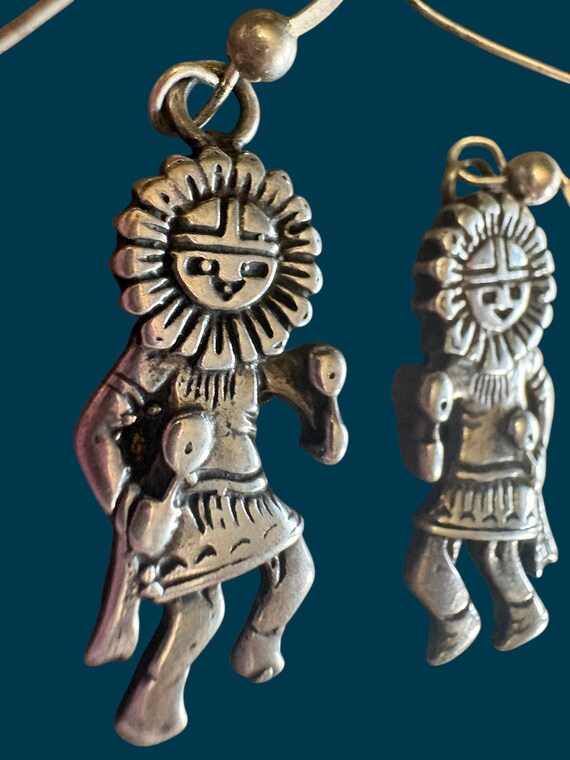 Vintage Zuni Sterling Silver Dancer Earrings/ STCO STERLING- Native American Jewelry