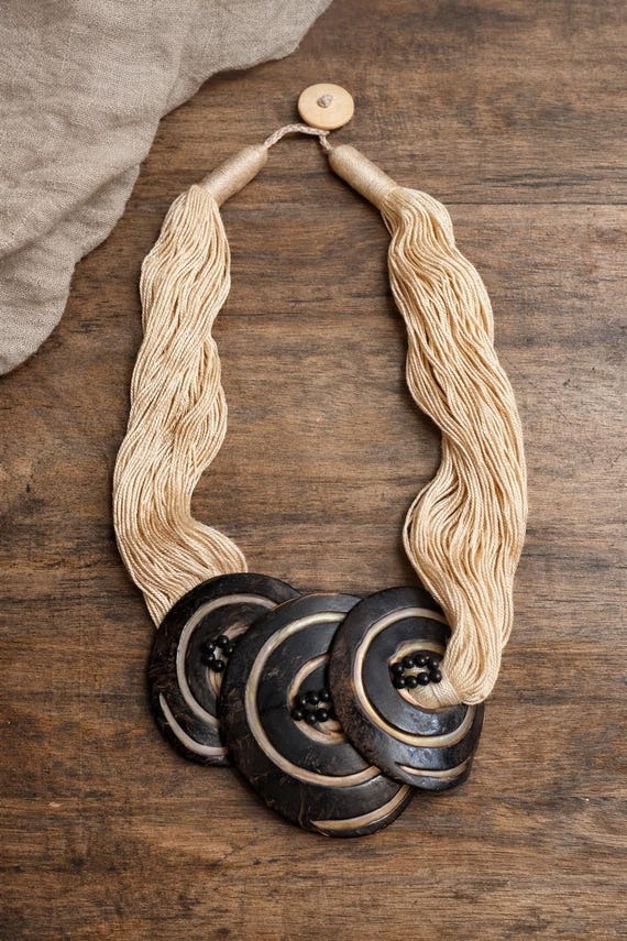 Abalone Shell Statement Necklace/ Artisan Ocean- … - image 2