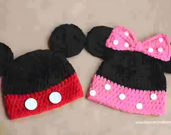 Minnie Mouse Crochet Hat Pattern | Newborn Baby Sizes (PDF Pattern)