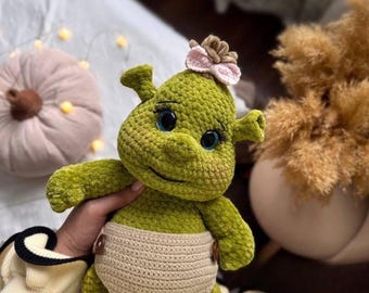 Patrón de crochet para muñeco ogro amigurumi / Peluche para bebé (Descarga PDF)