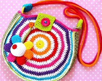 Patrón de bolso de crochet / Bolso de crochet arcoíris grande / Bolso de hombro colorido / Patrón de crochet en PDF / Descarga instantánea