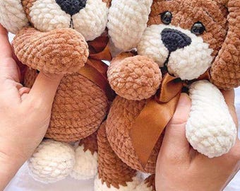 Crochet Plush Teddy Dog Pattern | Amigurumi Stuffed Animal (Digital Download)