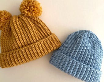 Baby Beanie Crochet Pattern PDF | Easy Beginner Crochet Hat | Newborn to 5 Years | Ribbed Beanie Pattern | Instant Download