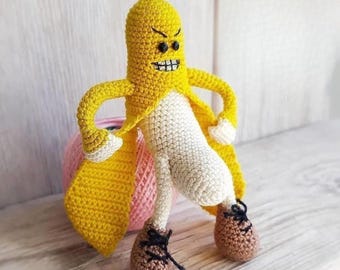 Patrón de crochet para amigurumi de plátano musculoso / Juguete divertido para regalar (Patrón PDF)