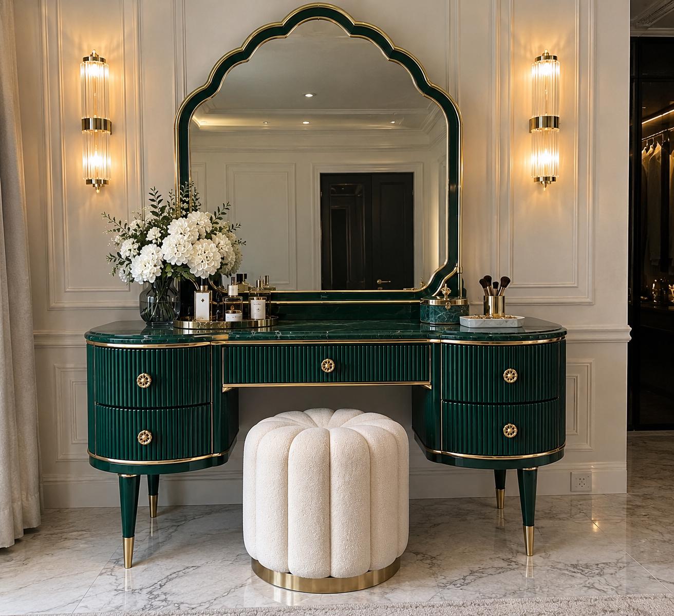 emerald green dressing table green makeup vanity
