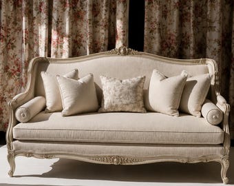Luxury French Sofa Seat – Beige Marble Editorial Designer Couch