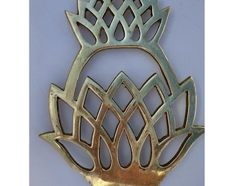 Brass Pineapple Trivet 1976 VTG Virginia Metalcrafters Welcome Housewarming