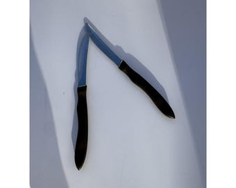 Cutco 1058 Steak Knives (2) Dark Brown Handle Serrated Knife Made In USA