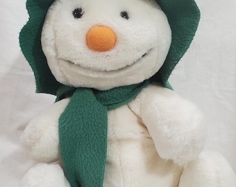 Vintage The Snowman Plush Eden Toys Raymond Briggs - Green Hat & Scarf Soft Toy
