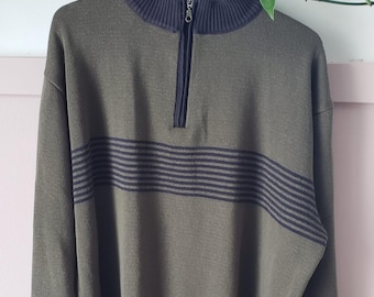 Gran Sasso Men’s Vintage Quarter-Zip Knit Sweater-Size XL