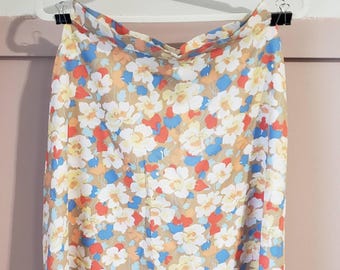 Vintage 70s Floral A-Line Skirt -Made in Canada - Junior Size 15