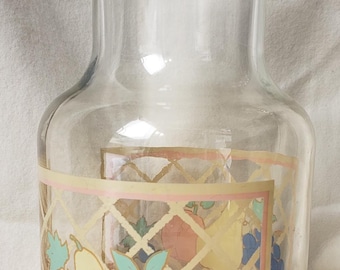 Vintage Libbey of Canada Fruit & Trellis Juice Pitcher - 1988 Retro Glass Carafe - 48 oz - Grannycore Kitchen Decor