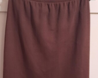 Vintage 90s Weekenders Brown Cotton Knit Pencil Skirt | Made in Canada | Minimalist Academic-Size S