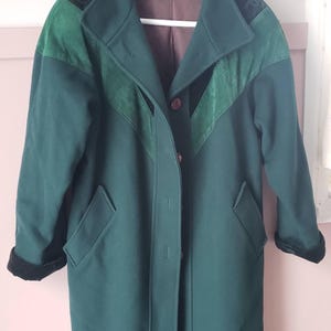 Emerald Green Pure Virgin Wool Peacoat by Adorable Junior Piedestal Petites, Vintage Heavy Long Winter Coat, Made in Canada