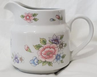Vintage F.T.D.A. Floral Ceramic Pitcher - "Especially For You" – Made in Japan – Small Pastel Flower Creamer / Bud Vase