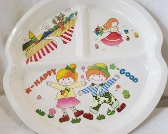 Vintage 1980s/90s Melamine Kids Dishes - Farm House, Alphabet & Mermaid Design - Retro Children's Dinnerware