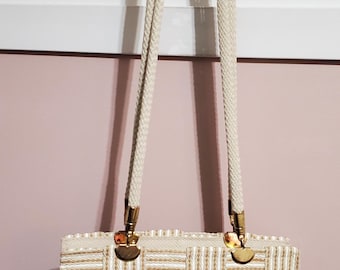 Vintage Made in Italy Woven Straw Handbag | Neutral Basketweave Tote