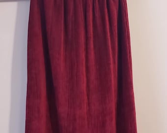 Vintage 90s Willow Burgundy Chenille Maxi Skirt | Soft Rayon Ribbed Knit Skirt | Deep Red Boho High Waisted Skirt | Made in USA | Size M