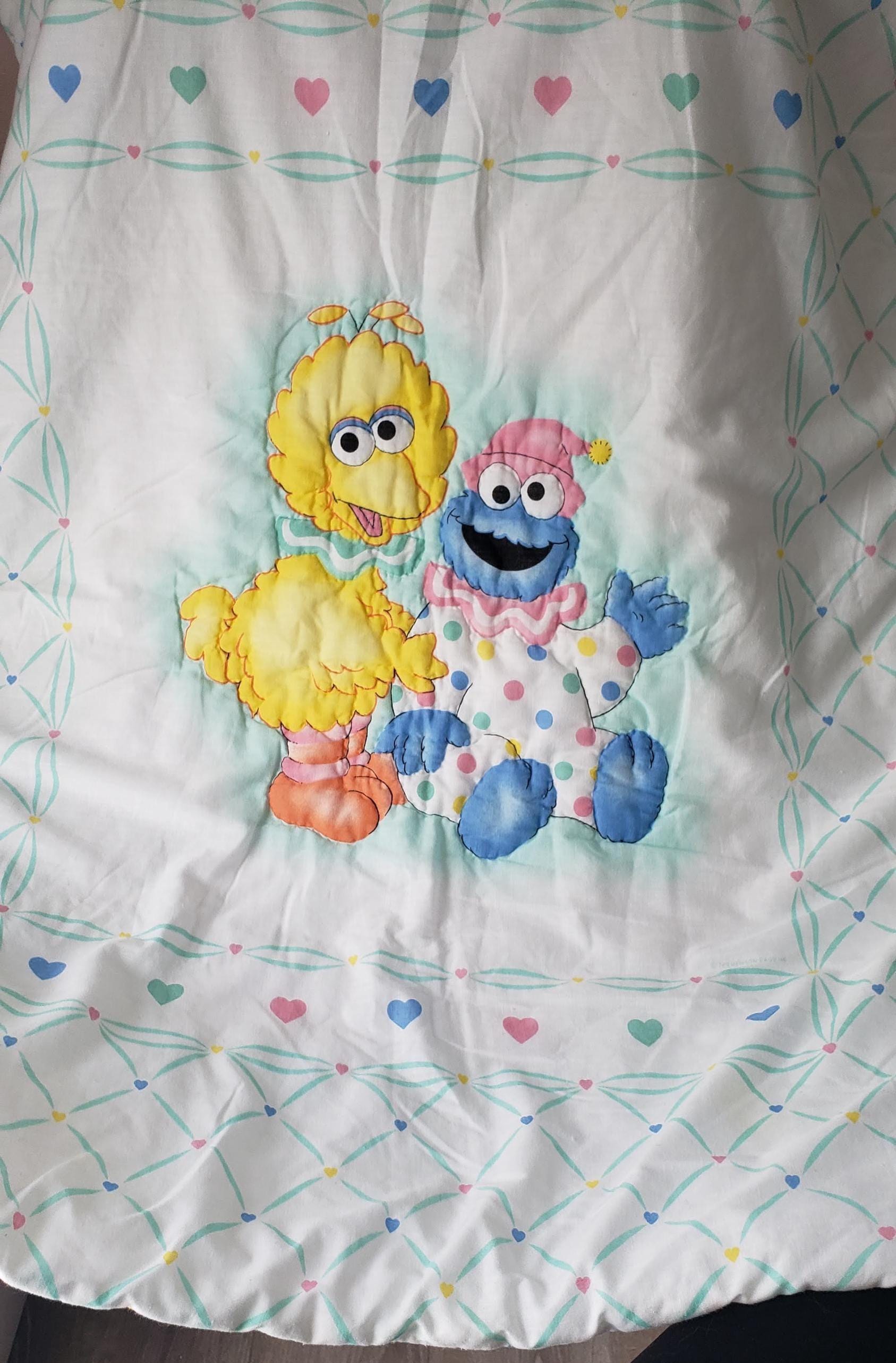 Vintage Sesame Street Baby Blanket | Big Bird & Cookie Monster | Crib