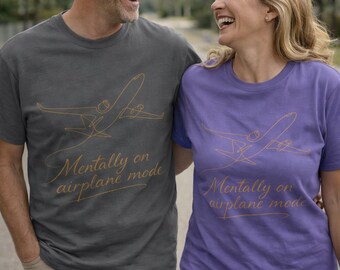 Camiseta "Mentalmente en modo avión" / Regalo para amantes de la aviación